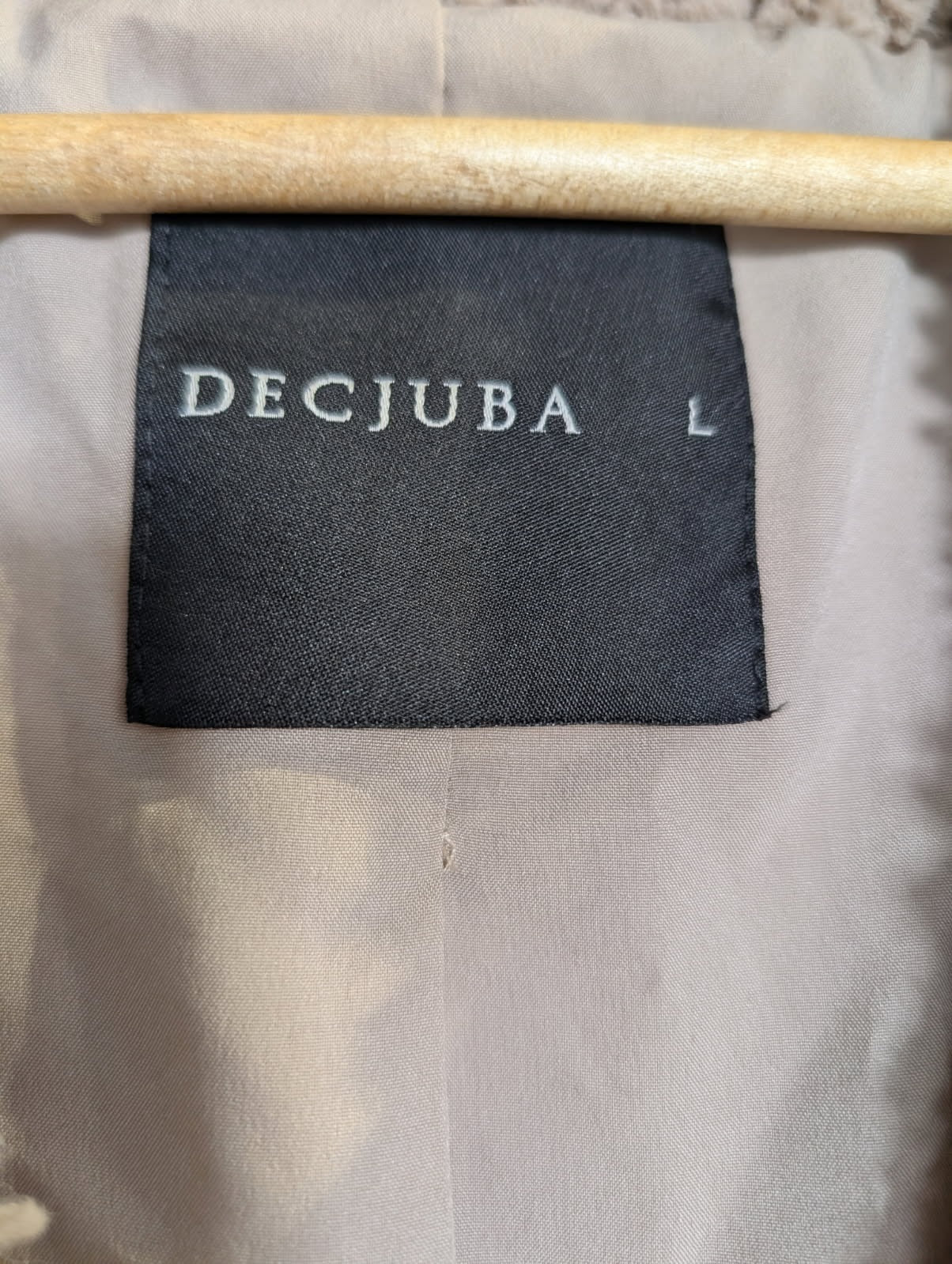Decjuba Teddy Faux Fur Double Breasted Coat Beige Size L - Image 2