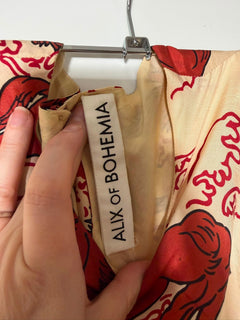 Alix of Bohemia Silk Horse Print Maxi Dress Cream Red Size S - Image 2