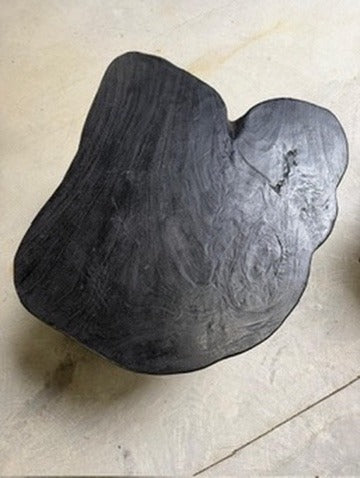 Artisan Handcrafted Live Edge Wood Stool Black 650mm - Image 2