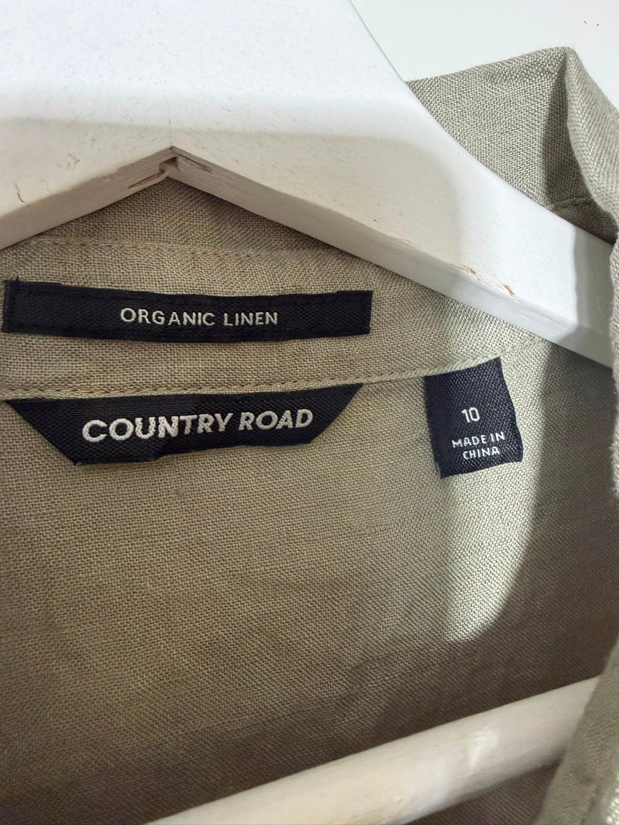 Country Road Women's Relaxed Organic Linen Shirt Sage Green Size 10 - Image 2