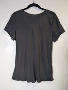 Willow V-Neck T-Shirt Black Raw Edge Detail - Image 2