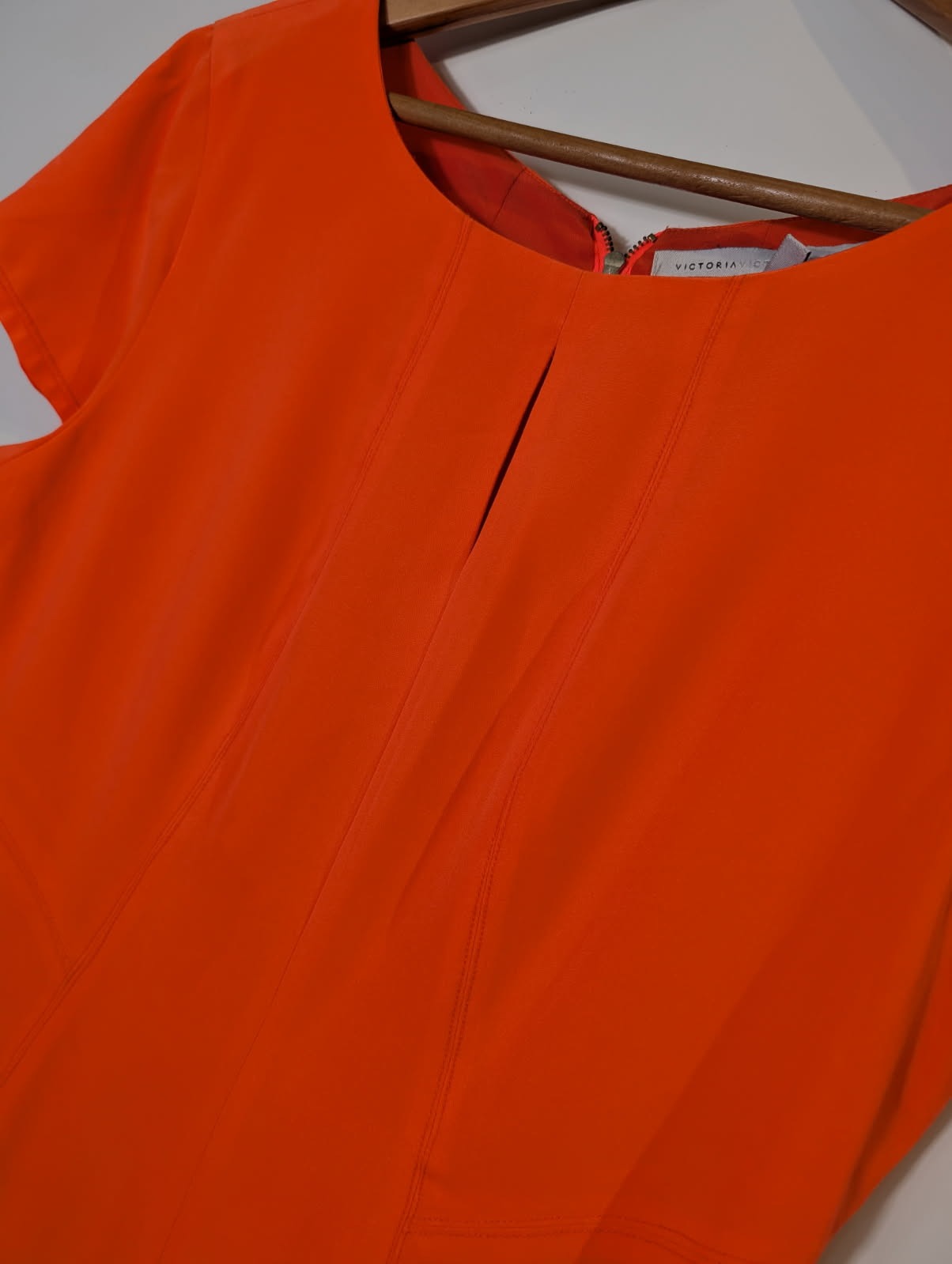 Victoria Beckham for Target Orange Short Sleeve Sheath Dress - US 4 - Image 2