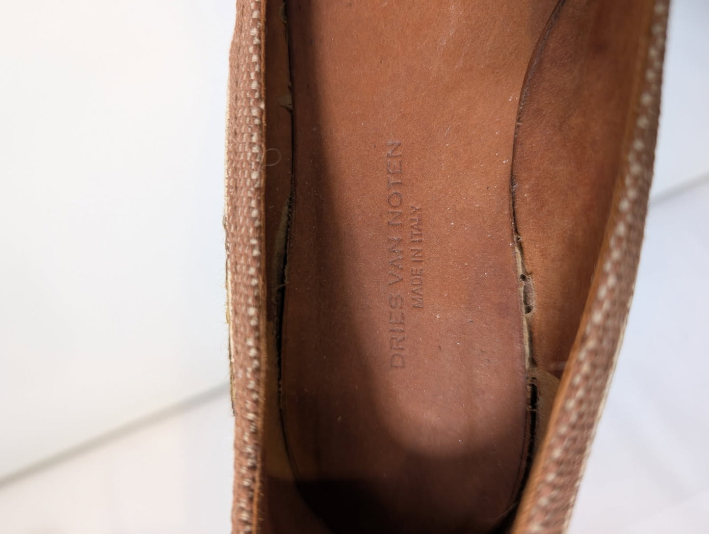 Dries Van Noten Embroidered Ballet Flats - Tan & Blue EU 38 - Image 2