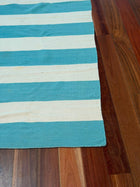 Unitex International Nomad Collection Wool Rug Striped Teal & White 280x190cm - Image 2