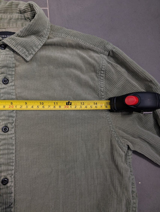 Scotch & Soda Men's Olive Green Corduroy Button-Down Shirt - Image 2
