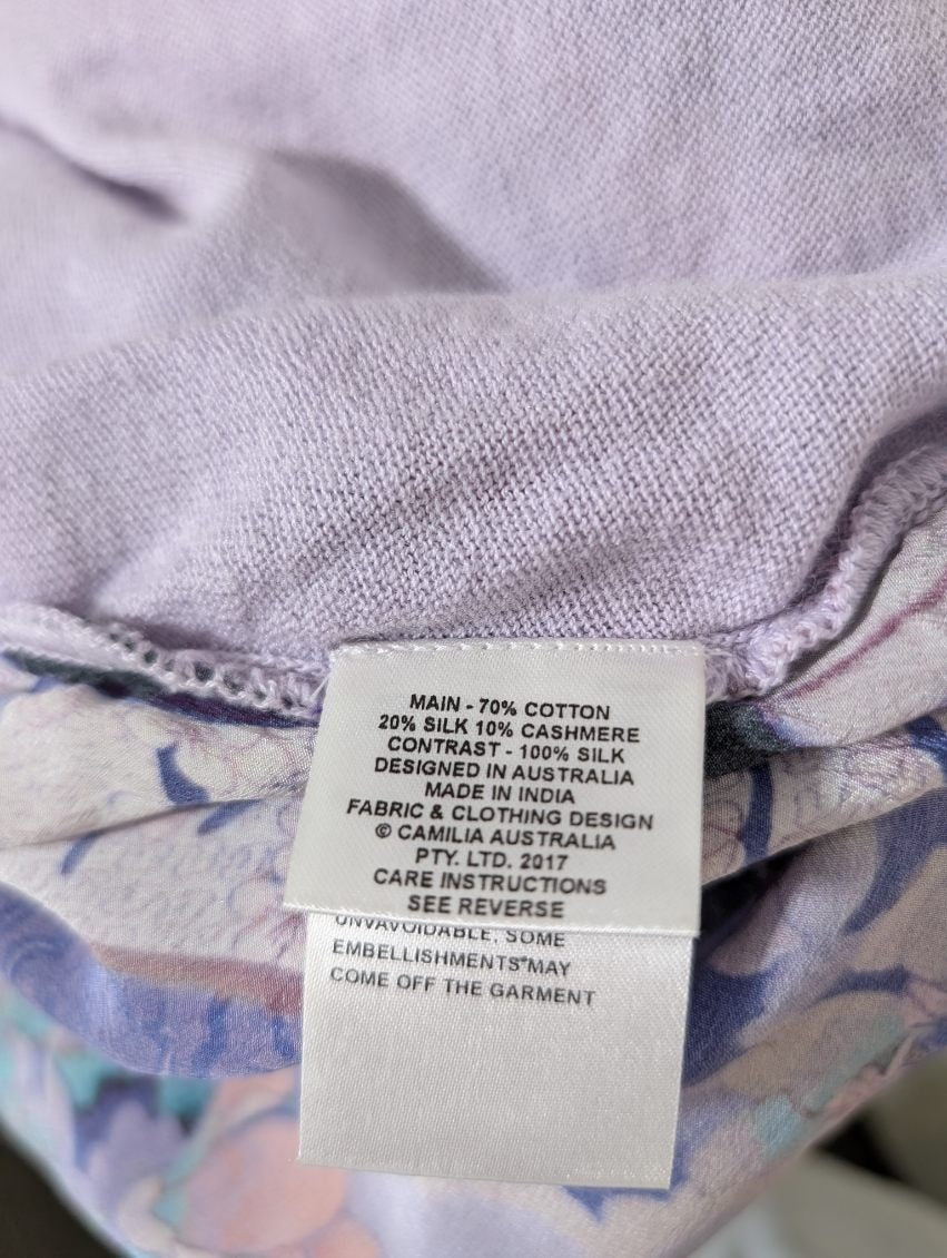 Camilla Australia Lavender Knit & Silk Floral Embellished Tunic - OS - Image 3