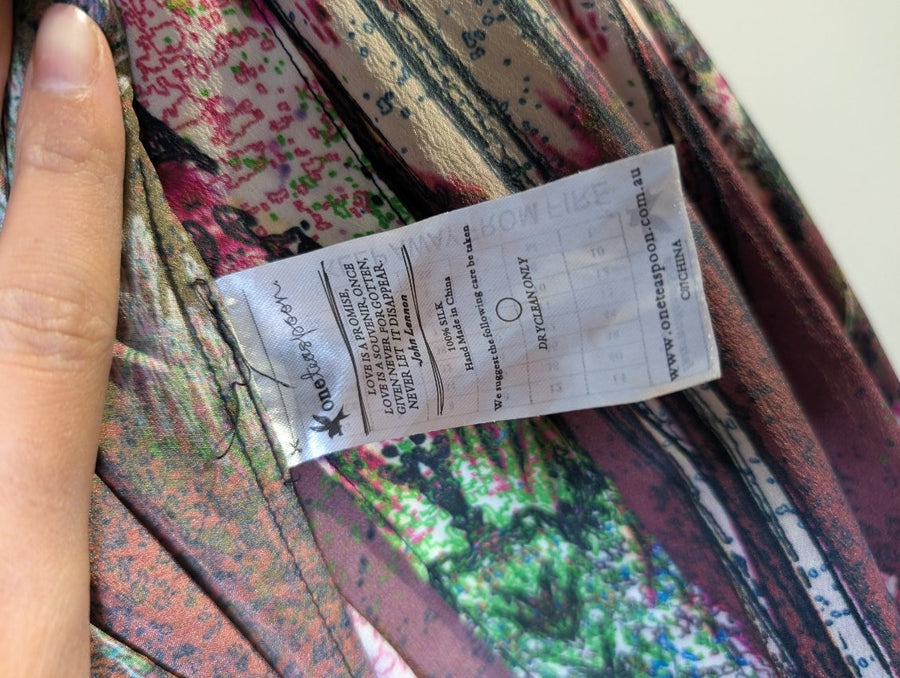 One Teaspoon Printed Silk Kimono Cardigan Multi-coloured Women's Size 10 - Image 2
