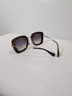 Miu Miu SMU 07O Sunglasses Black Gradient Gold Frame - Image 2