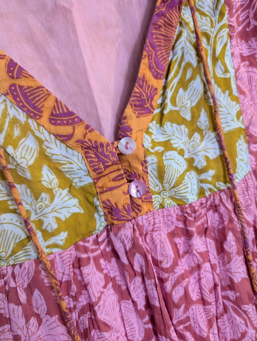 Boom Shankar Floral Tiered Tunic Dress Pink & Orange Size 14 - Image 2
