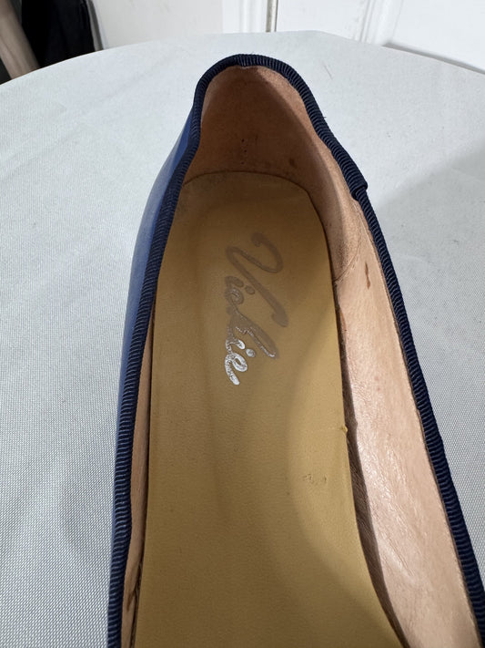 Aigner Blue Leather Block Heel Pumps - Logo Buckle Detail - Image 2