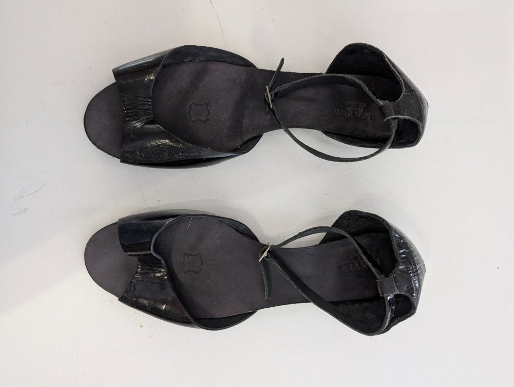 Lanvin Black Patent Leather D'Orsay Ankle Strap Sandals - Image 1