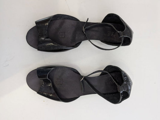 Lanvin Black Patent Leather D'Orsay Ankle Strap Sandals - Image 1