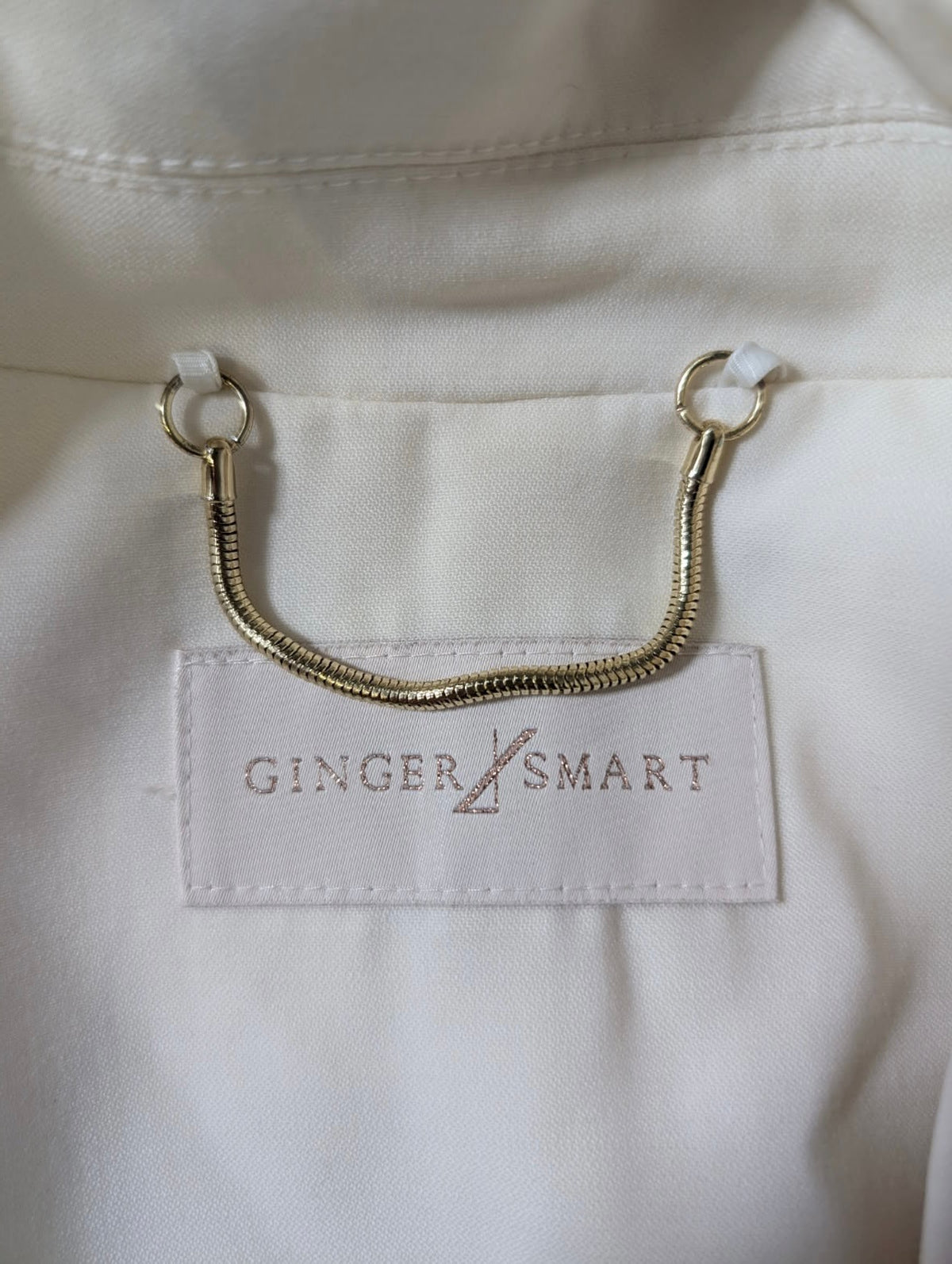 Ginger & Smart Longline Coat Cream With Gold Chain Detail - Image 2