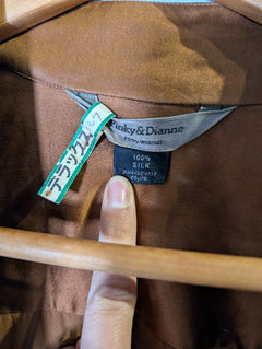 Pinky & Dianne Silk Tie-Front Blouse Brown - Image 2