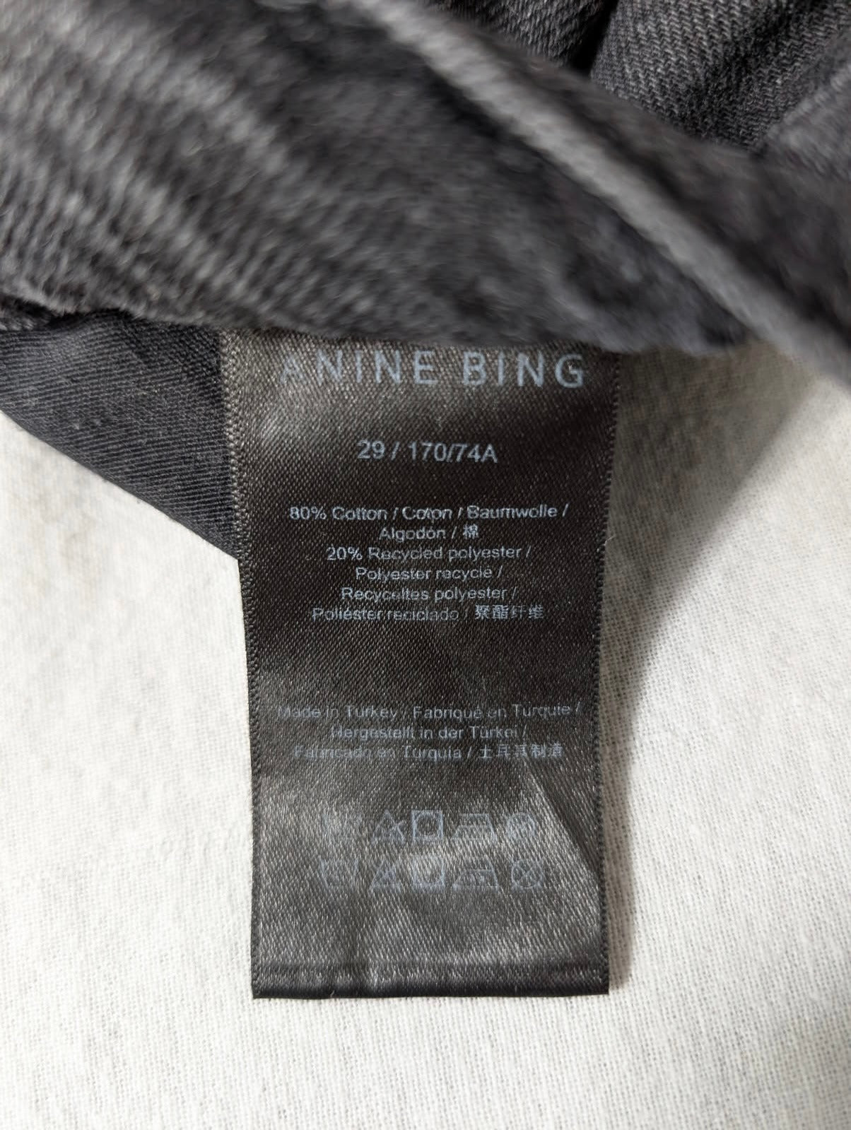 Anine Bing Tyler Jeans Washed Black Straight Leg Size 29 - Image 2