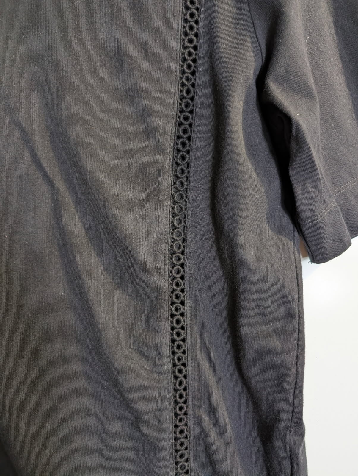 Scotch & Soda Maison Scotch Cotton T-Shirt with Eyelet Trim Black - Image 2