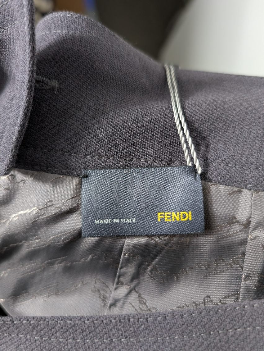 Fendi High-Waisted Midi Skirt - Dark Grey Wool Size 40 - Image 2