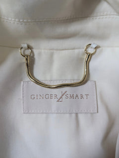 Ginger & Smart Longline Coat Cream With Gold Chain Detail - Image 2