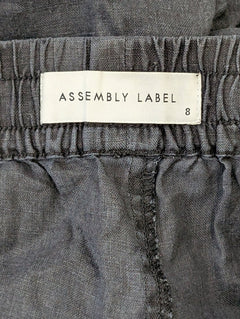 Assembly Label Linen Trousers Grey Elastic Waist Size 8 - Image 2