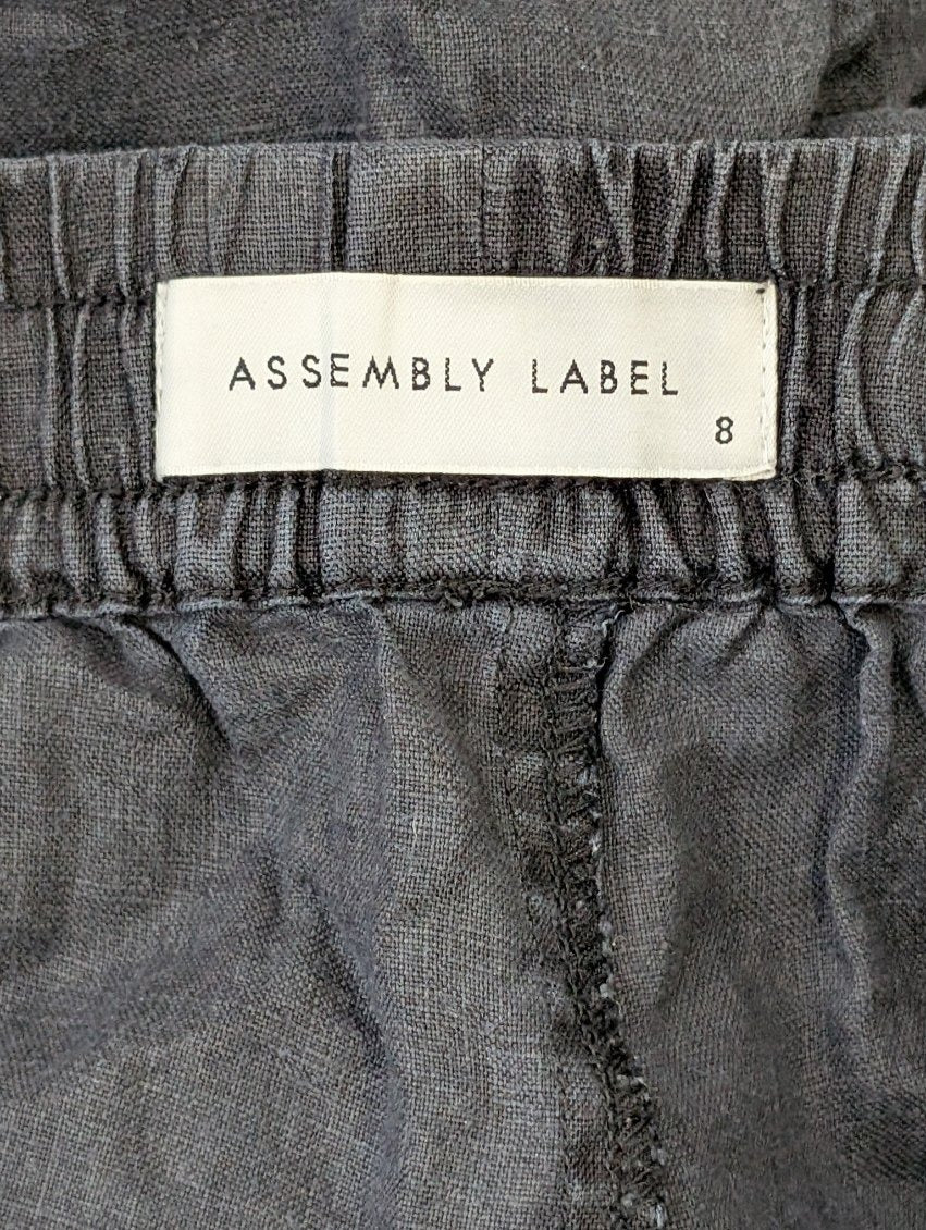 Assembly Label Linen Trousers Grey Elastic Waist Size 8 - Image 2