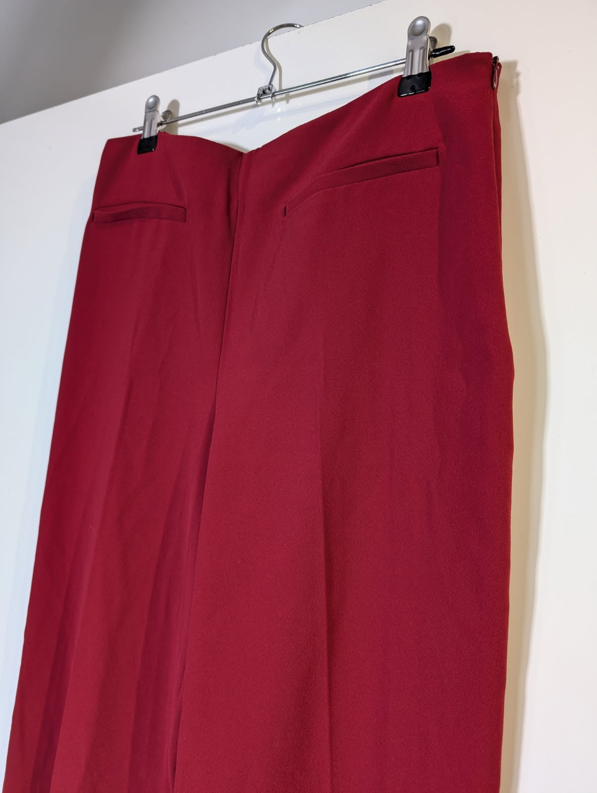 Zara High-Waisted Wide-Leg Trousers Burgundy Women's Size M - Image 2
