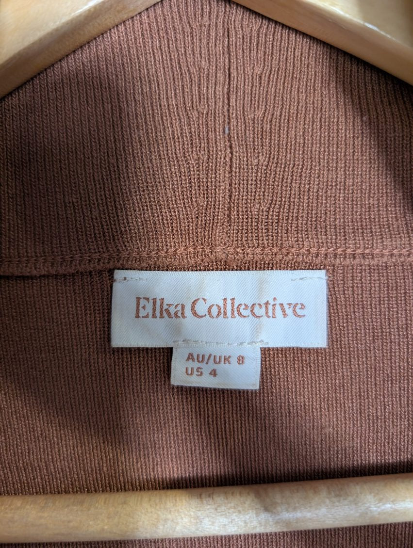 Elka Collective Shawl Collar Belted Cardigan Tan Brown AU/UK 8 - Image 2