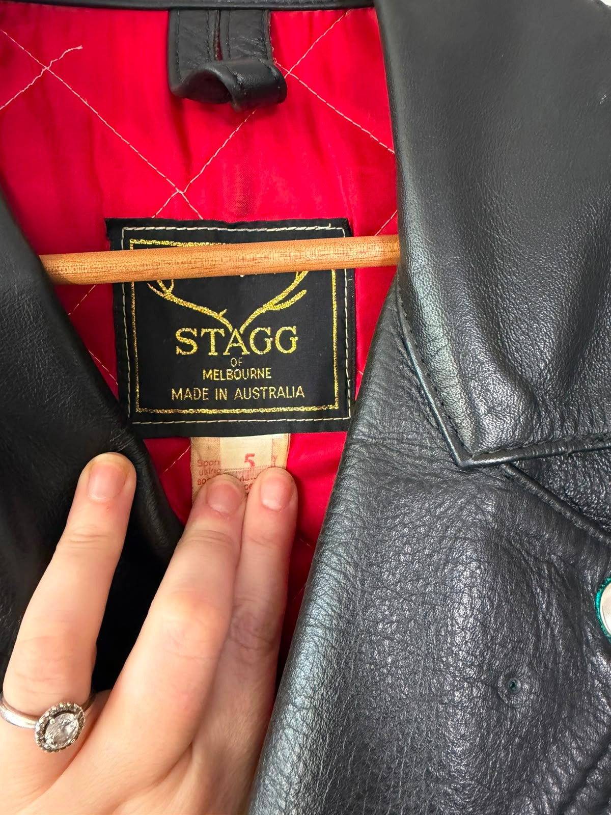 Stagg Melbourne Vintage Leather Biker Jacket Black Men's Size 5 - Image 2
