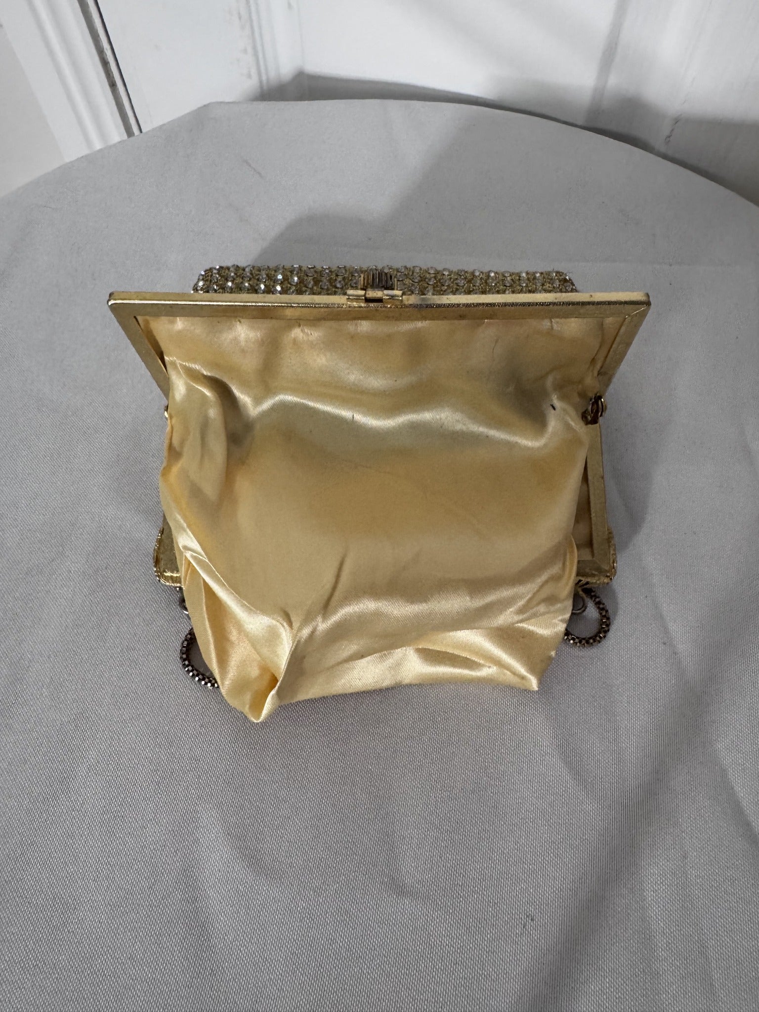 Vintage Gold Tone Rhinestone Mesh Evening Bag - Image 2
