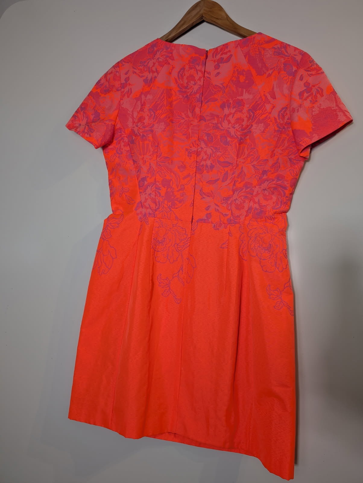 Ginger & Smart Neon Orange Floral Jacquard Dress - Size AU 12 - Image 2
