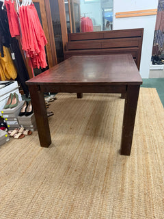 Solid Wood Rectangular Dining Table - Dark Timber Finish - Image 1