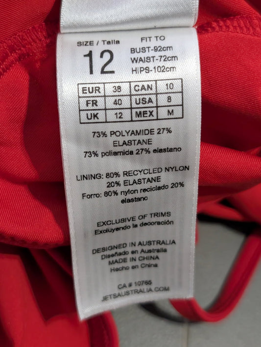 Jets Australia Red One-Piece Swimsuit - Deep V-Neck Cutout Detail - Image 2