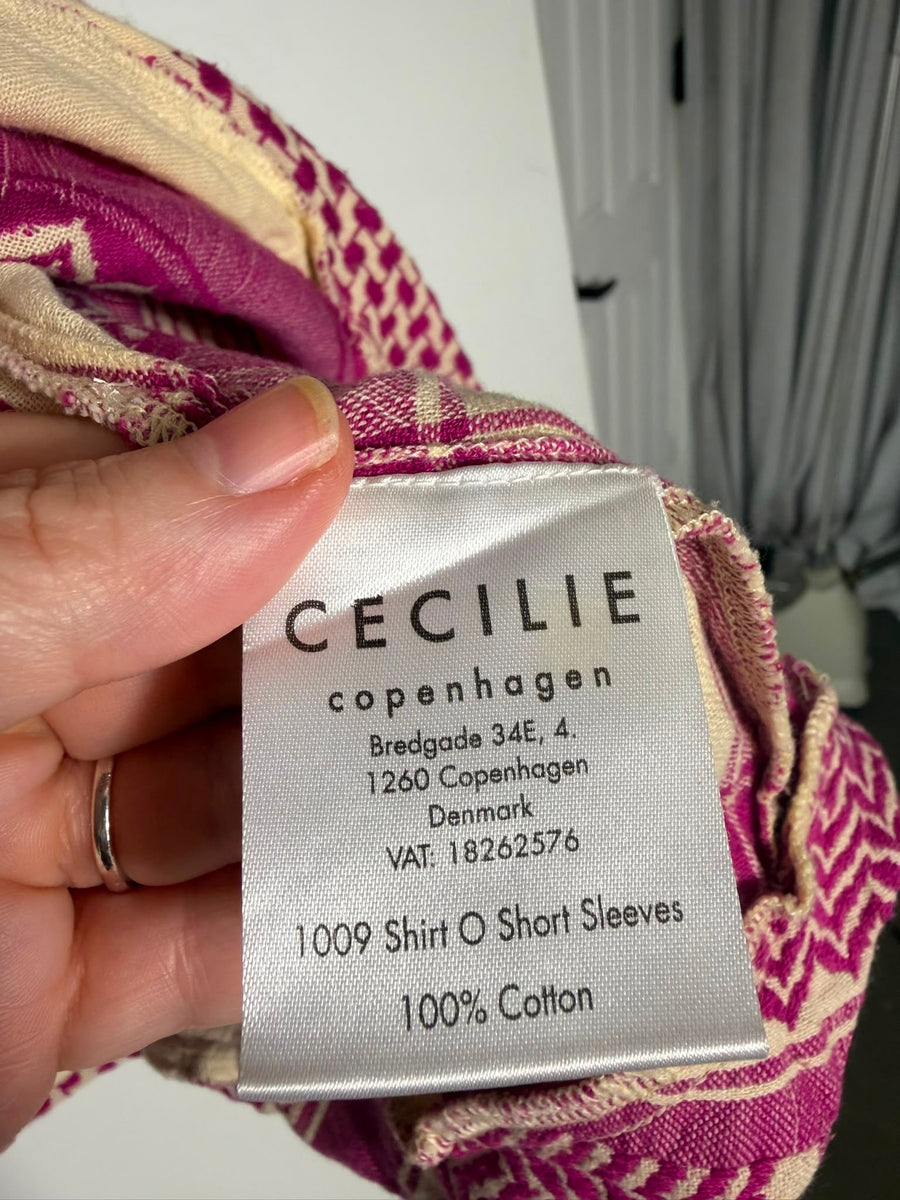 Cecilie Copenhagen Keffiyeh Print Blouse Pink & Cream Size M - Image 2