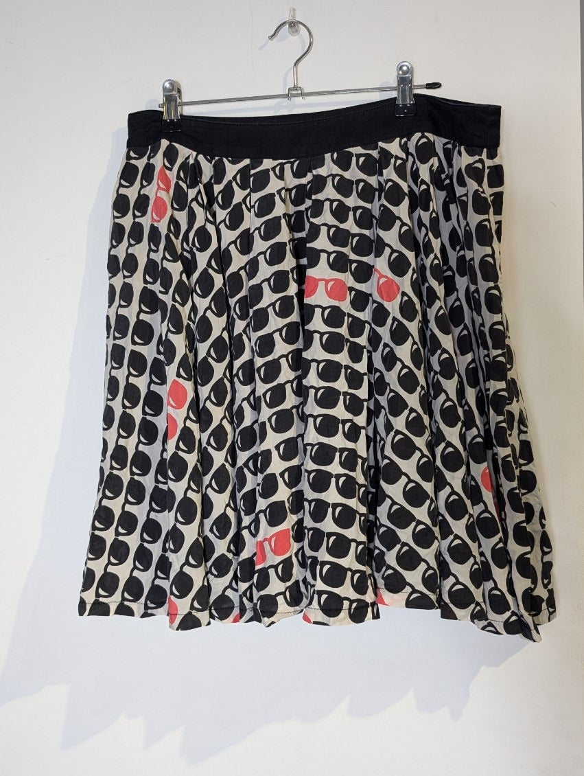 Ginger & Smart Skater Skirt - Sunglasses Print Cotton Silk Blend - Image 1