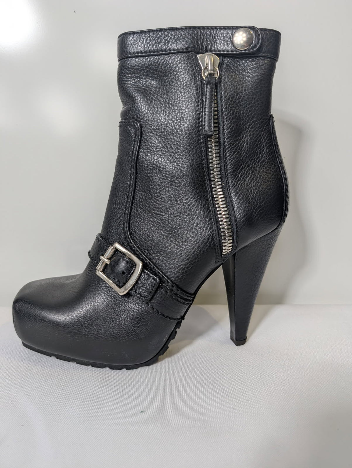 Proenza Schouler Black Leather Platform Ankle Boots - Size EU 38.5 - Image 2