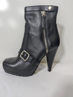 Proenza Schouler Black Leather Platform Ankle Boots - Size EU 38.5 - Image 2