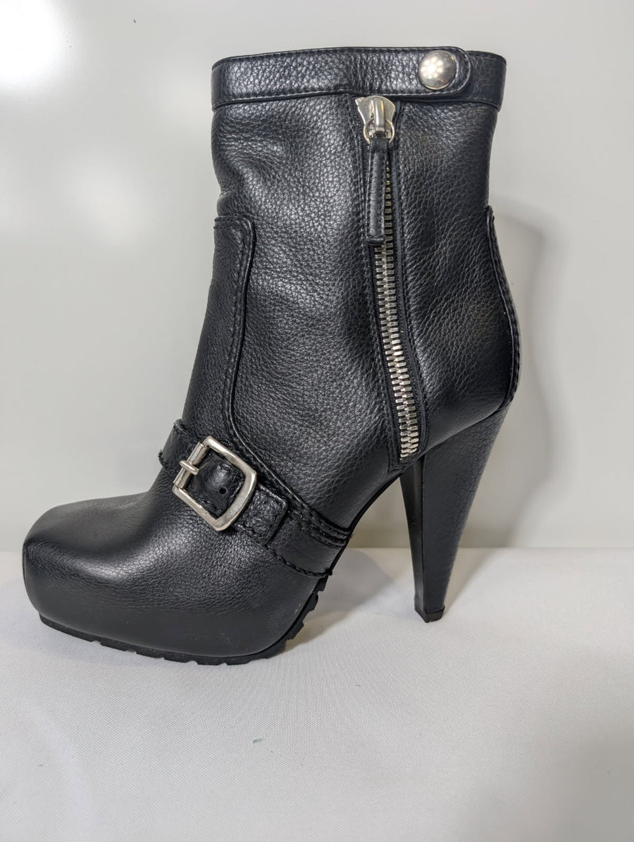 Proenza Schouler Black Leather Platform Ankle Boots - Size EU 38.5 - Image 2