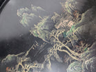 Vintage Asian Serving Tray Black Lacquerware Hand-Painted Landscape - Image 2