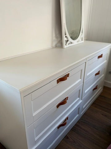 IKEA Hemnes 6-Drawer Dresser - Custom Leather Pulls - Image 1