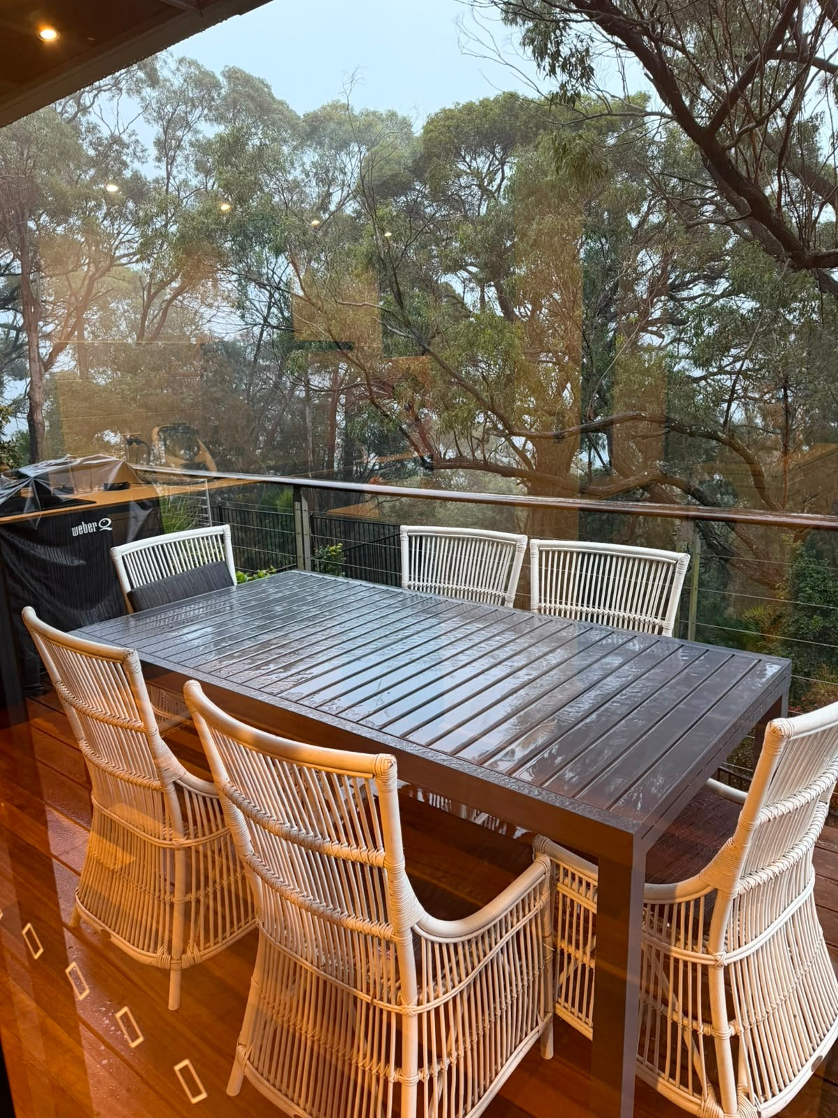 Outdoor Dining Set 7-Piece Table and Wicker Chairs Grey - Image 1