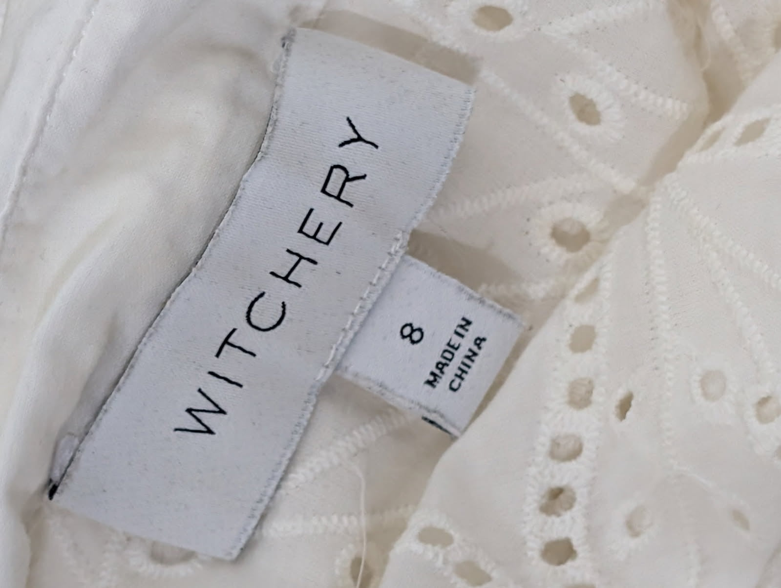 Witchery Broderie Anglaise Button-Down Shirt White Women's Size 8 - Image 2