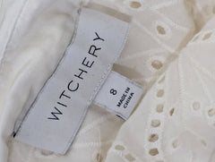 Witchery Broderie Anglaise Button-Down Shirt White Women's Size 8 - Image 2