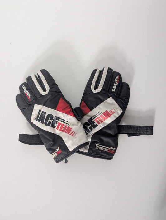 Level Race Team Thermo-Plus Ski Gloves - Black/White/Red - Image 1