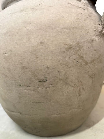 Rustic Hand-Thrown Terracotta Clay Urn Large Decorative Planter Beige - Image 2