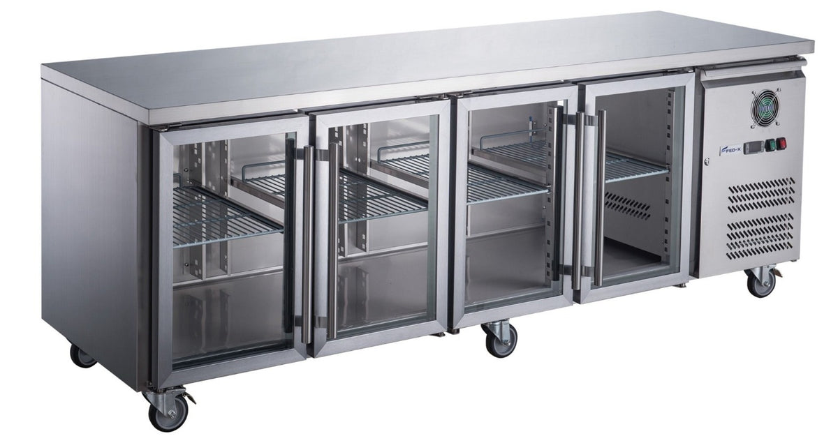 FED-X Commercial 4-Door Stainless Steel Under-Counter Fridge 553L