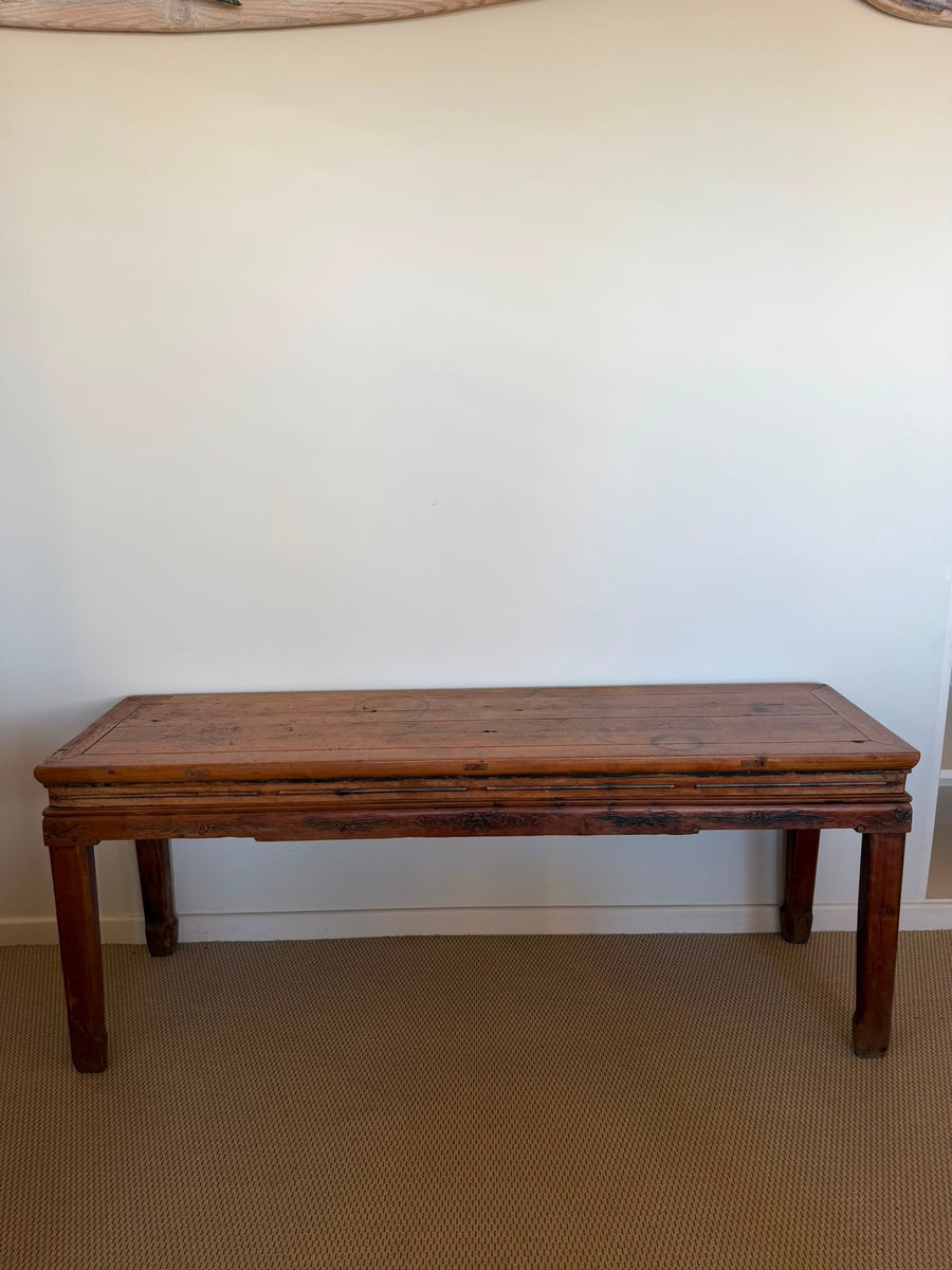 Antique Chinese Elm Wood Altar Table - Rustic Console Bench - Image 1