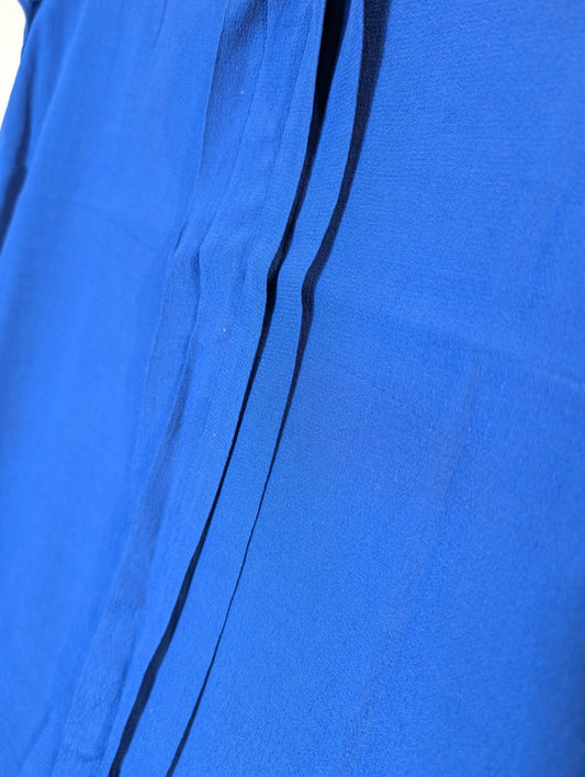 Diana Ferrari Royal Blue Pleated V-Neck Blouse - Size 16 - Image 2