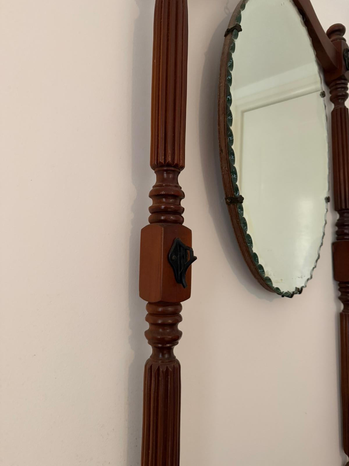 Vintage Victorian Style Wooden Hall Stand with Bevelled Mirror and Coat Hooks - Image 4