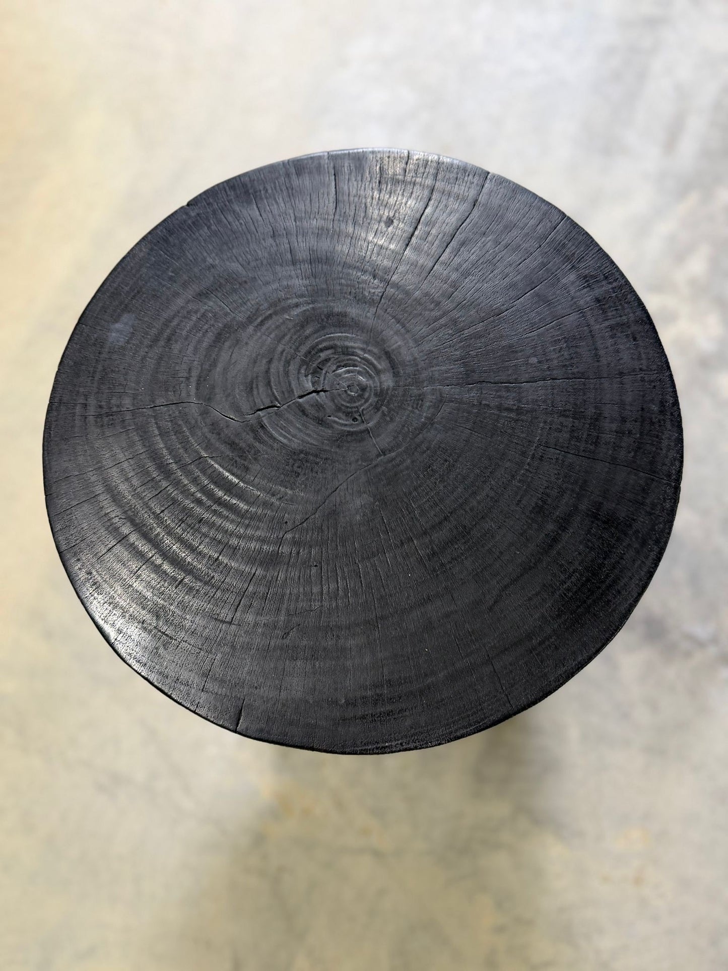 Handcrafted Teak Wood Twist Stool Black Organic Design - Image 2