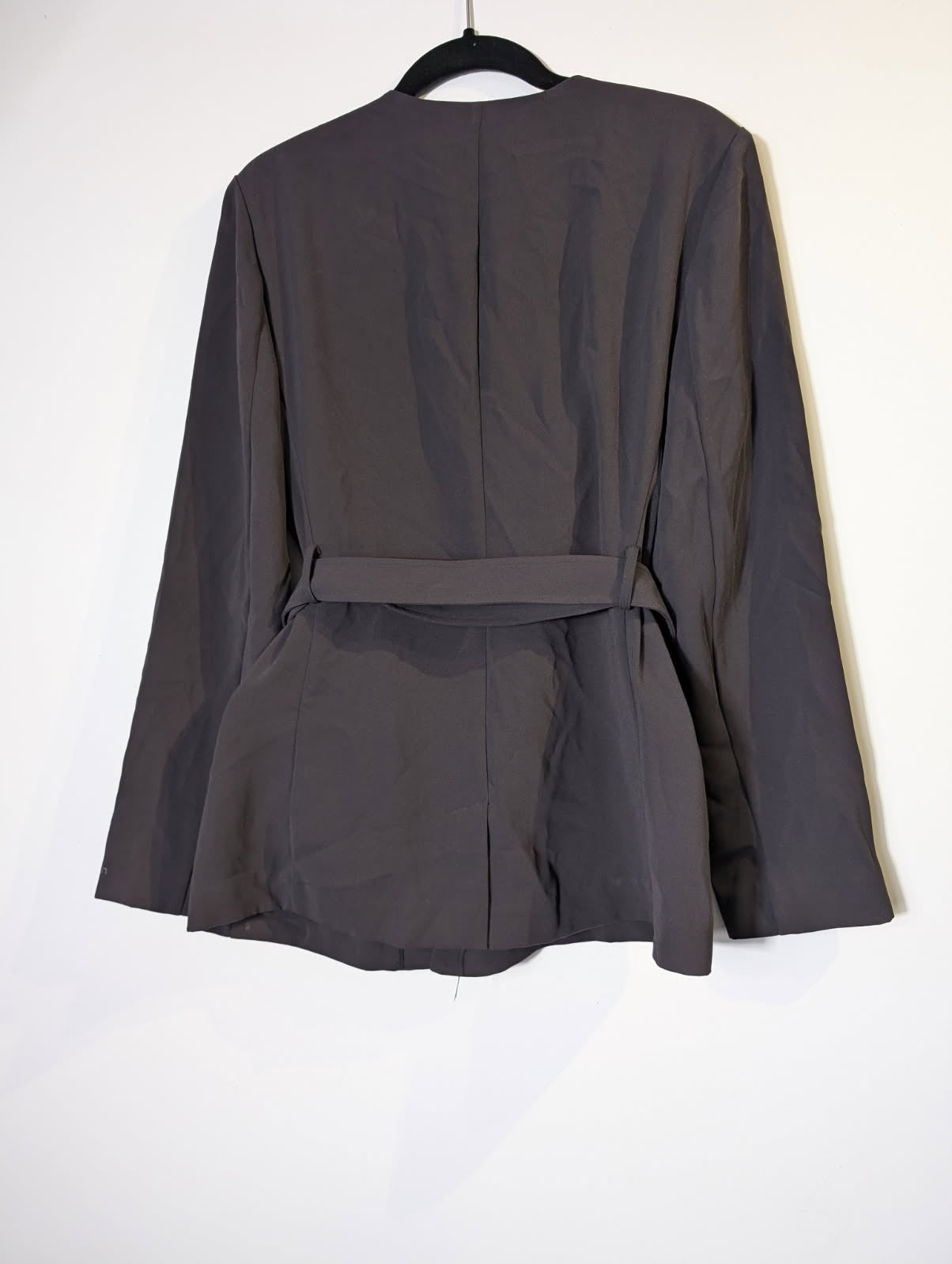 Calvin Klein Women's Open Front Belted Blazer Dark Grey Size 38 - Image 2