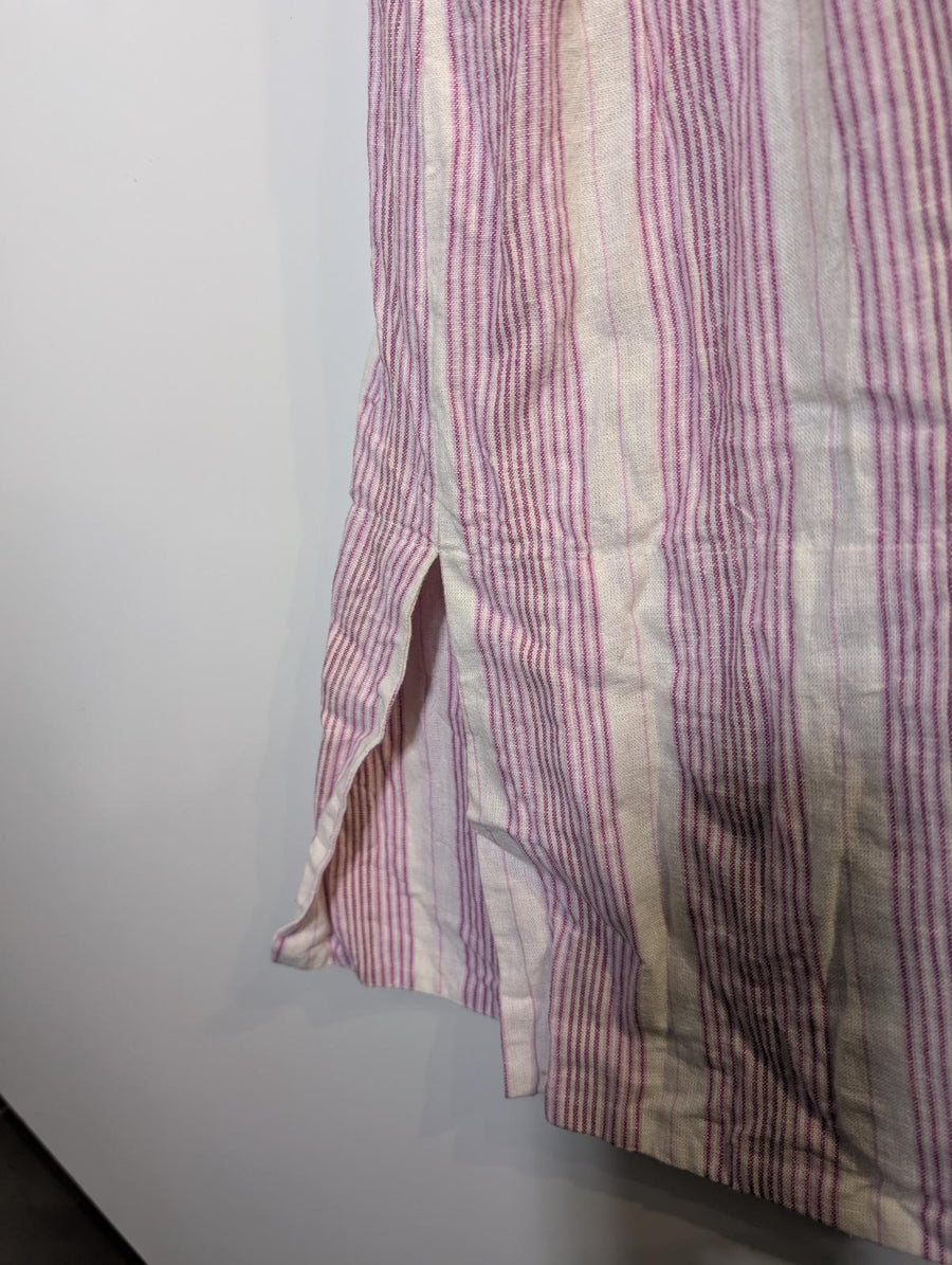 Elka Collective Striped Smocked Midi Dress Pink & White AU 10 - Image 2